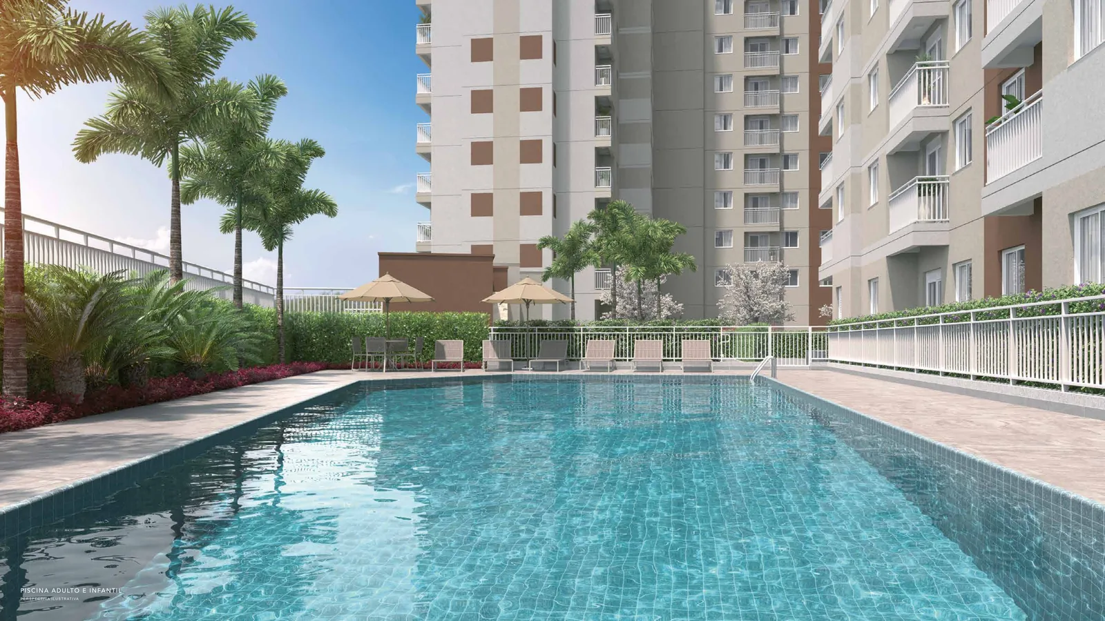 Piscina adulto e infantil com solário do Nova Leopoldina em Ramos, Rio de Janeiro